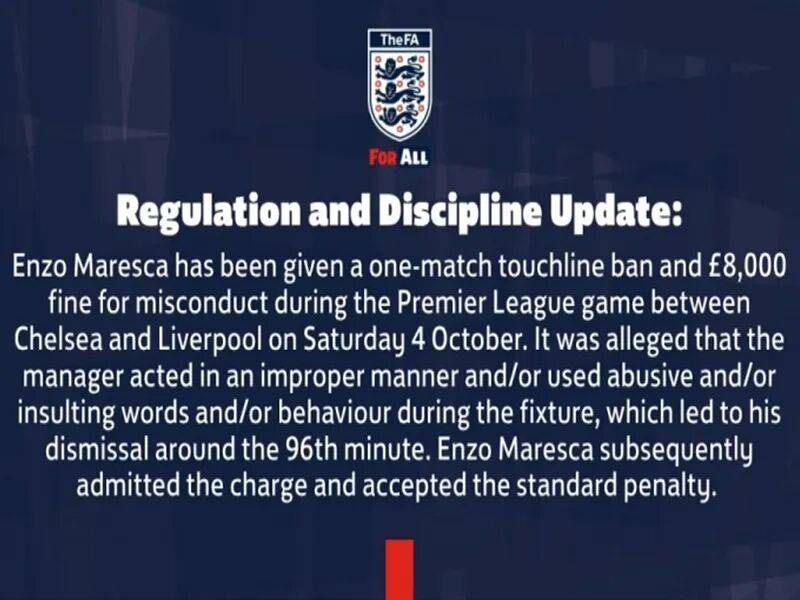 禁赛+罚款!切尔西遭重创,没有主帅或更好,马雷斯卡承认事实